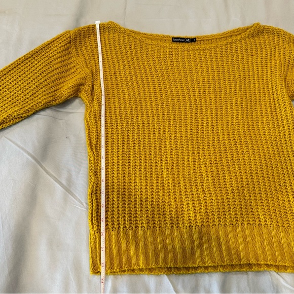 Boohoo (M) Chunky Cropped Sweater Lgr Neck Fall Golden Yellow Size Small - Picture 8 of 16